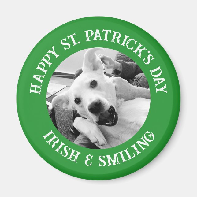Aimant Funny St. Patrick's Day Irlandais et chien sourian (Devant)