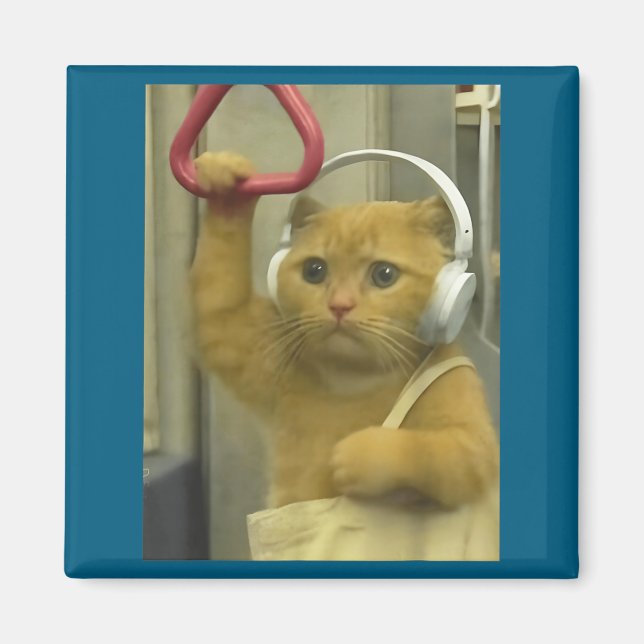 Aimant Funny Subway Cat Meme Stud Brainrot Cats Humor Kit (Devant)