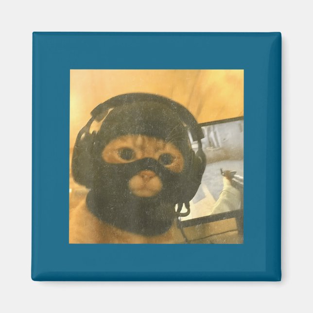 Aimant Funny Tactical Gamer Cat Meme Graphic  (Devant)