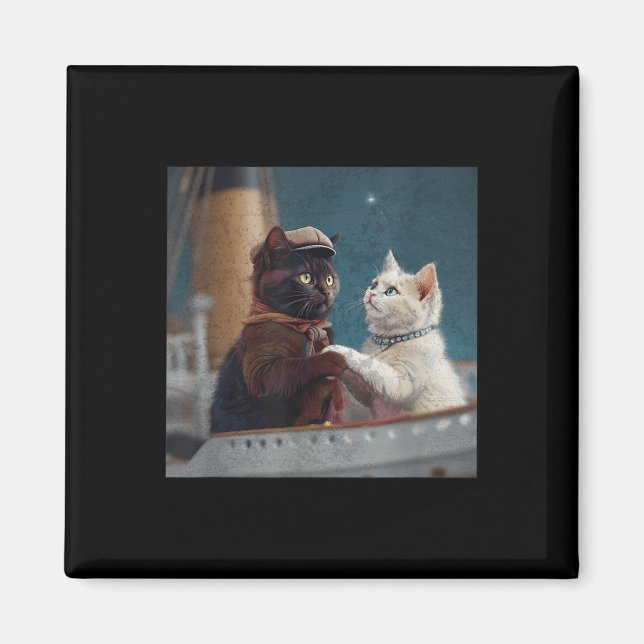 Aimant Funny Titanic Movie Cat Meme Rms Cruise Ship Men W (Devant)