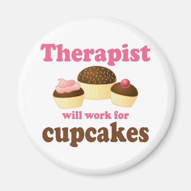 Aimant Funny travaillera pour Cupcakes Therapist (Devant)