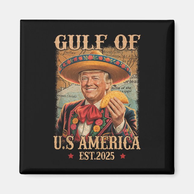 Aimant Funny Trump Chemise Amériques Golfe Est 2025 Trump (Devant)