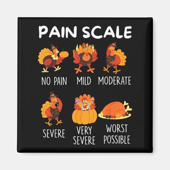 Aimant Funny Turkey Pain Scale Thanksgiving Cna Er Nurse  (Devant)