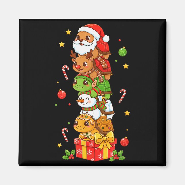 Aimant Funny Turtle Santa Elf Snowman Christmas Womens Me (Devant)