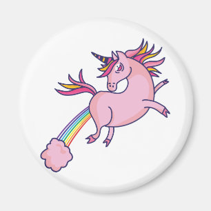 Aimant Funny Unicorn Farting Rainbows Cartoon Cute Gag