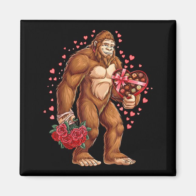 Aimant Funny Valentines Day Bigfoot Heart Love Sasquatch  (Devant)