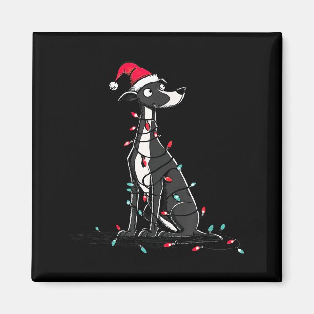 Aimant Funny Whippet Christmas Graphics Dog Lights Lover  (Devant)