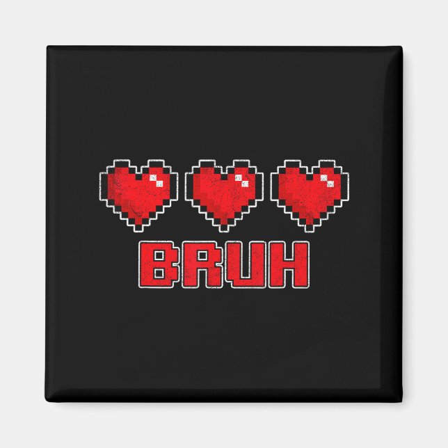 Aimant Funny Xel Hearts Gamer Bruh, Valentines Video Game (Devant)