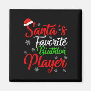 Aimant Funny Xmas Père Noël Joueur de Biathlon préféré Ch