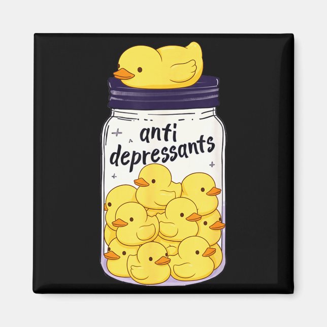 Aimant Funny Yellow Duck Anti Depressant Jar Zoo Boys Gir (Devant)