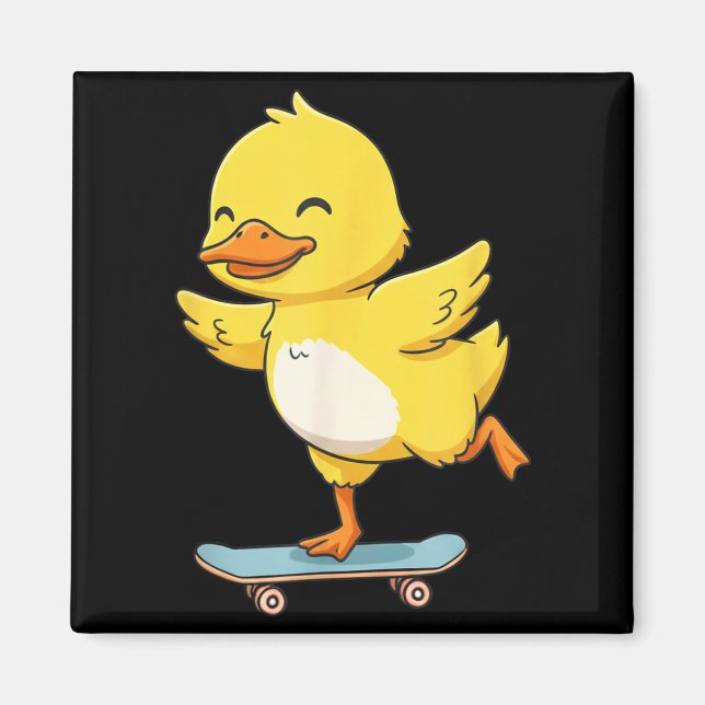 Aimant Funny Yellow Duck Skater Skateboard Ballerina Zoo  (Devant)