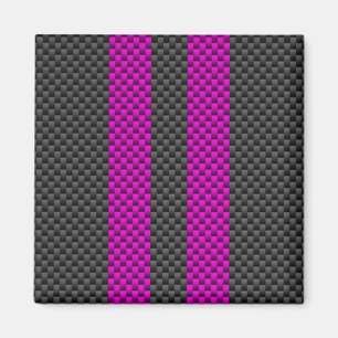 Aimant Fuschsia Pink Stripes en fibre de carbone