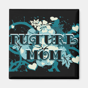 Aimant Future Mom - Coeurs et fleurs