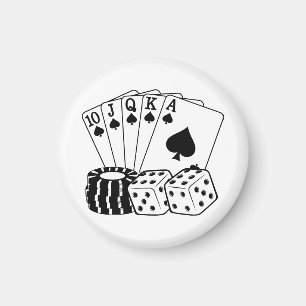 Aimant Gambling Casino Cartes Dice Poker Chips Art