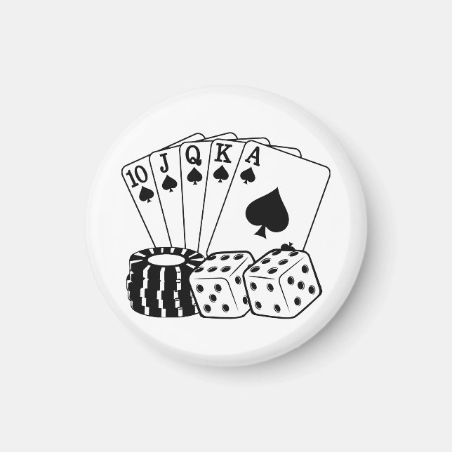 Aimant Gambling Casino Cartes Dice Poker Chips Art (Devant)