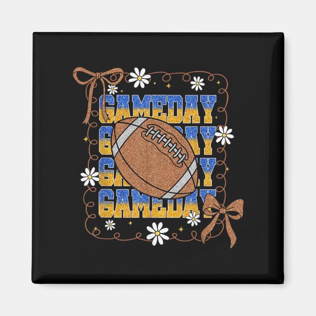 Aimant Game Day Football Season Football Mama Girl Blue G (Devant)