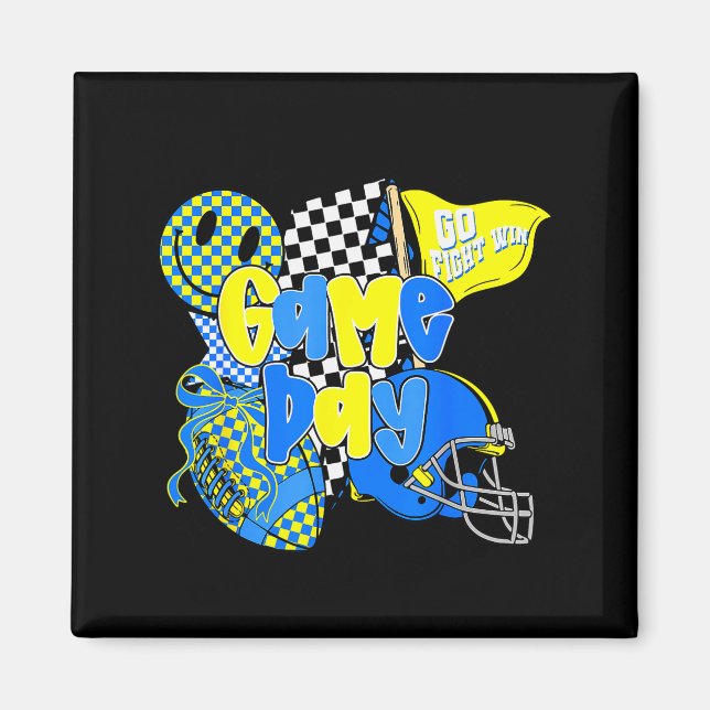 Aimant Game Day Football Team Srit Checkered Blue &amp; G (Devant)