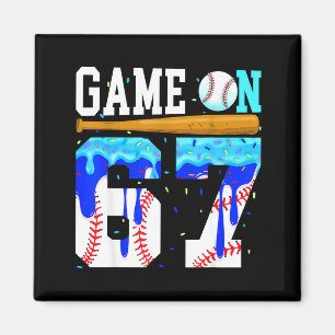 Aimant Game On 67 Baseball Drip Six Seven Mème 6 7 Annive