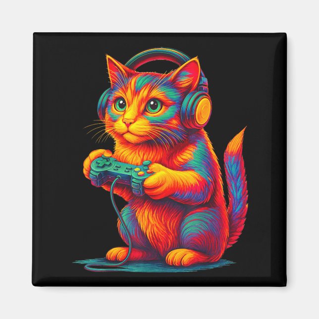 Aimant Gamer Cat Video Games Boys Teen Men Girls Funny Gi (Devant)