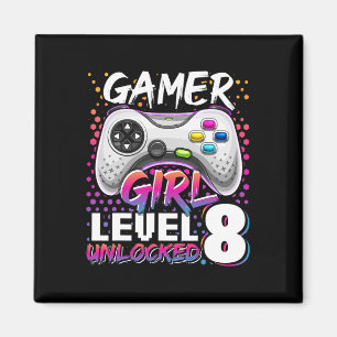 Aimant Gamer Girl Level 8 Video Game 8th Birthda