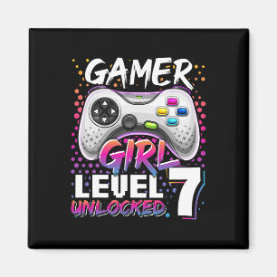 Aimant Gamer Girl Niveau 7 Déverrouillé Jeu vidéo 7e Anni