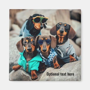 Aimant Gang de Dachshunds cools portant des lunettes de s