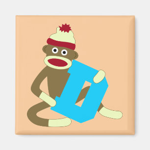 Aimant Garçon D de monogramme de singe de chaussette