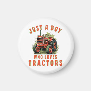 Aimant Garçon de la vie rurale qui aime les tracteurs