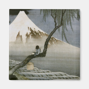 Aimant Garçon et Mont Fuji Hokusai Art japonais