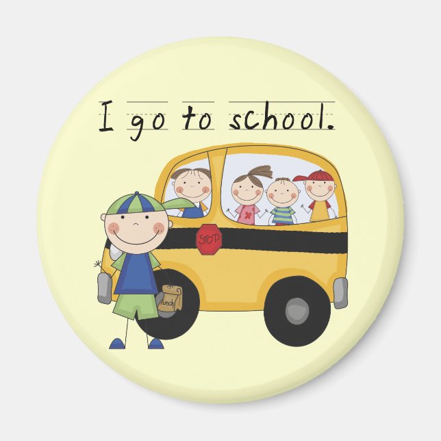 Aimant Garçon Je vais à l'école T-shirts et cadeaux (Devant)