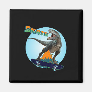 Aimant Garçons cools planche à roulettes T Rex dinosaure 