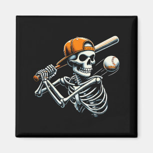 Aimant Garçons d'Halloween battant le squelette de baseba