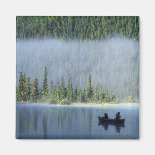 Aimant Garçons pêchant sur le lac Waterfowl, Banff Nation