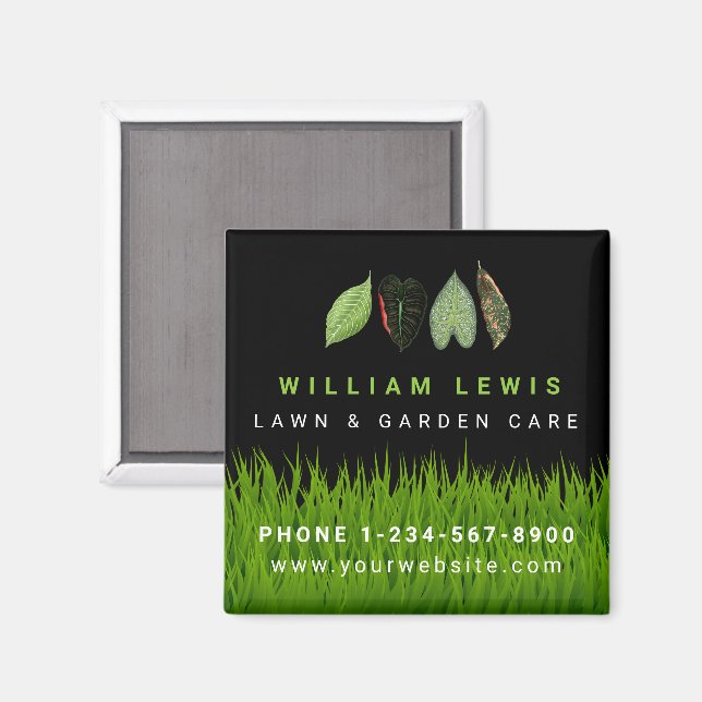Aimant Garden Lawn Care Landscaping Feuille Business Logo (Recto/Verso)