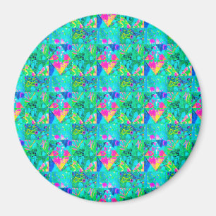 Aimant Garden Quilt Painting with Hydrangea and Blues