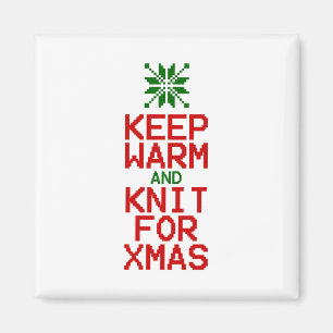 Aimant Gardez chaud et tricot pour Noël