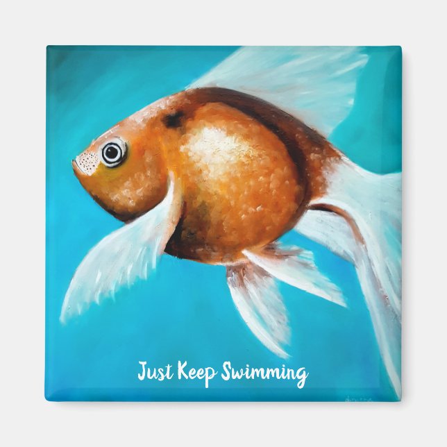 Aimant Gardez Juste La Baignade, Peinture Fancy Poisson D (Devant)