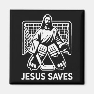 Aimant Gardien de but de hockey Jésus sauve chrétien Hoc