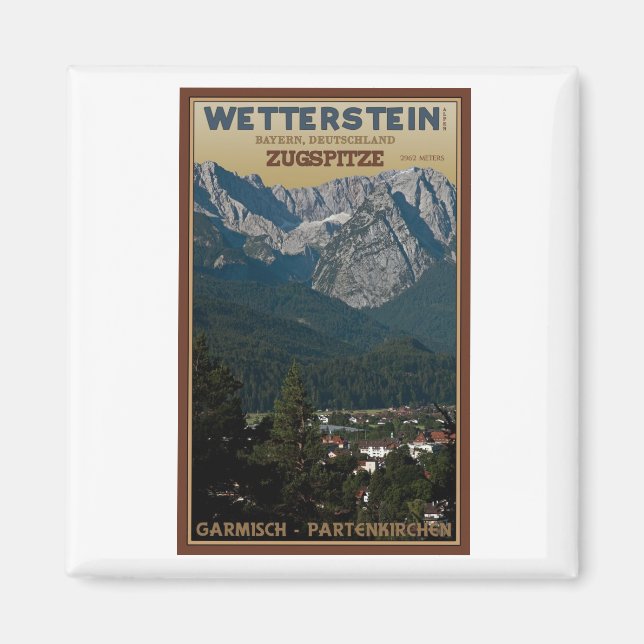 Aimant Garmisch - Zugspitze au-dessus de la ville (Devant)