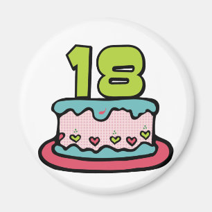 Aimant Gâteau d'anniversaire 18 ans