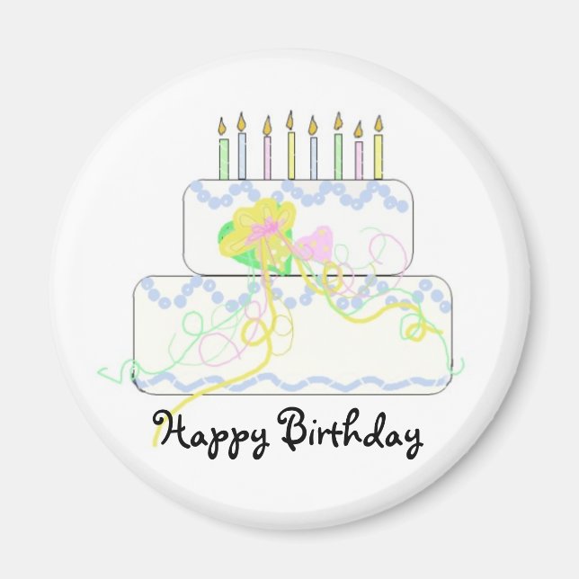 Aimant Gâteau d'anniversaire avec bougies (Devant)