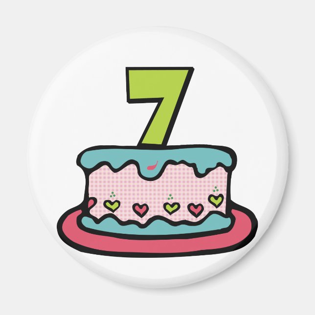 Aimant Gâteau d'anniversaire de 7 ans (Devant)