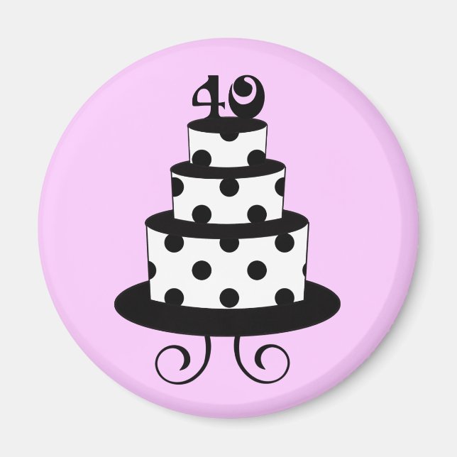 Aimant Gâteau de 40e anniversaire Polka Dot (Devant)