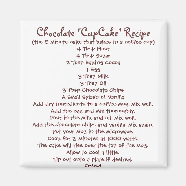 Aimant "Gâteau de la Coupe" au chocolat dans une recette  (Devant)