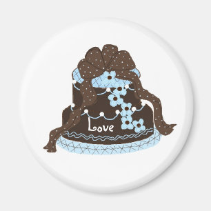 Aimant Gâteau élégant au chocolat et bleu