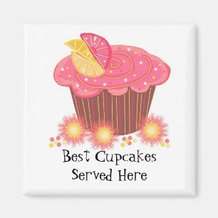 Aimant Gâteau rose avec une phrase mignonne