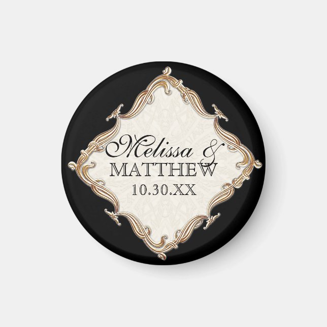 Aimant Gatsby Art Déco Nouveau dentelle Faux Gold Tulip (Devant)