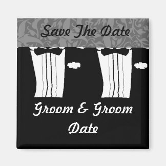 Aimant GAY Enregistrer la date Mariage noir et blanc Magn