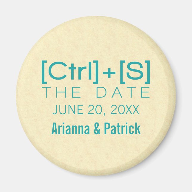 Aimant Geeky Typographie Enregistrer l'aimant de date, Tu (Devant)