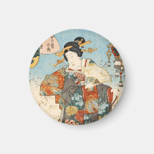 Aimant Geisha japonais vintage classique Utagawa